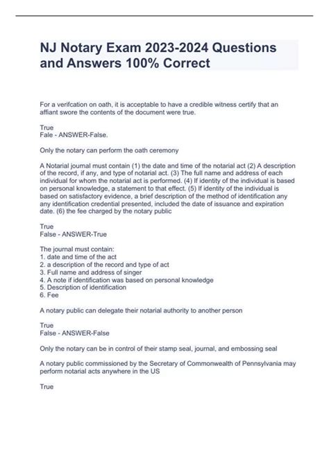 Image result for Notary Test NJ Questions