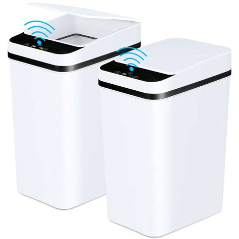 2 Pack 2.2 Gallon Bathroom Trash Cans With Lid Touchless Automatic ...