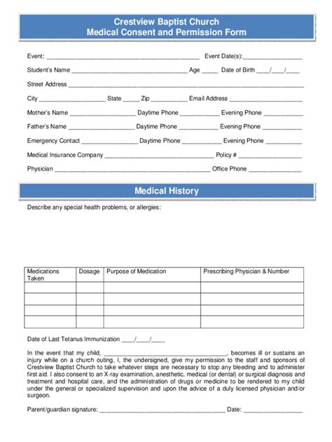 Fillable Online 20 church permission slip template - Free to Edit ...