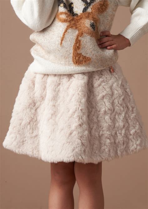 Angel & Rocket Girls Self Textured Brown Skirt