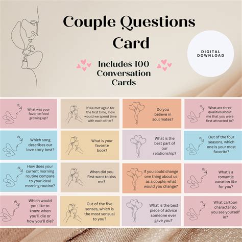 Printable Couple Questions Cards , Couple Conversation Cards ...