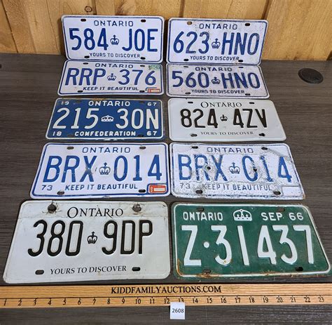 LOT OF 10 - ONTARIO LICENSE PLATES