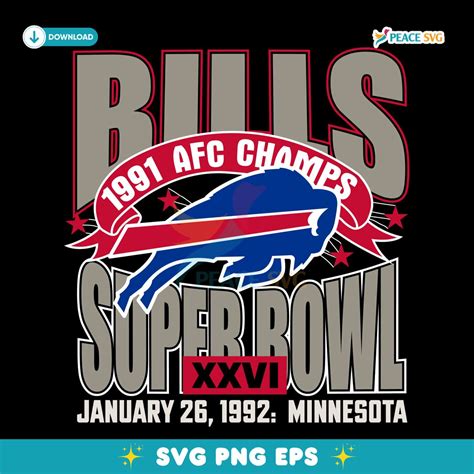 Buffalo Bills 1991 Afc Champs Super Bowl Xxvi Minnesota SVG Cricut Cut ...