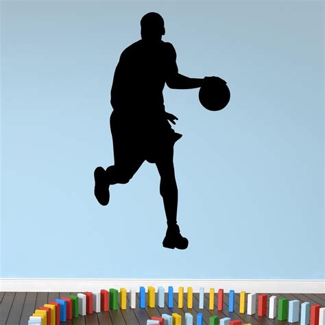 Sports Silhouette Wall Decals Jumping Basketball Player Silhouette