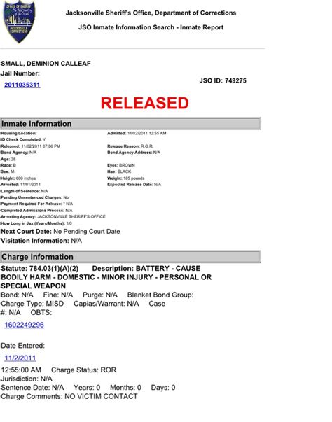 Deminion Small - JSO Inmate Info - Online Records Request