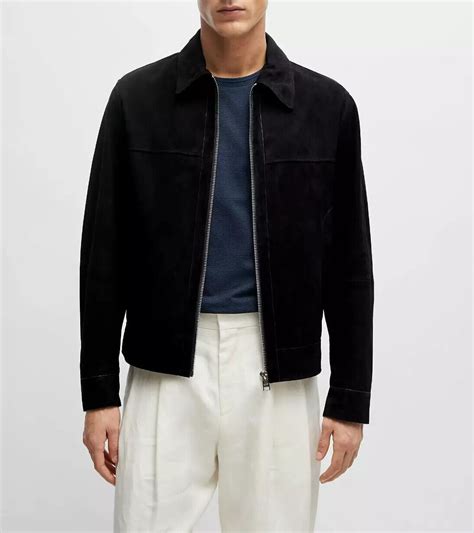 Leather Trucker Jacket for Men Black Pure Suede Jacket Size S M L XXL ...