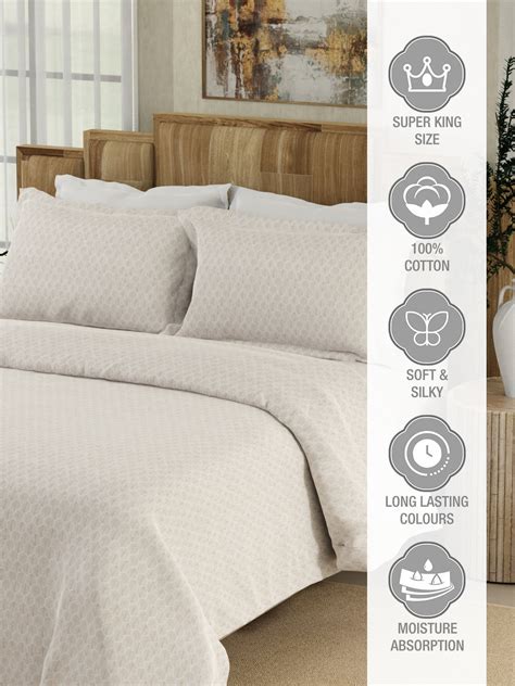 Gardenia Augusta 100% Cotton 300 TC White Digitally Printed Super King ...