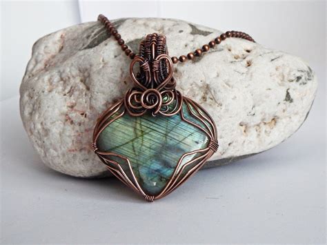 Buy Wire Wrapped Labradorite Pendant, Blue Labradorite Viking Necklace ...