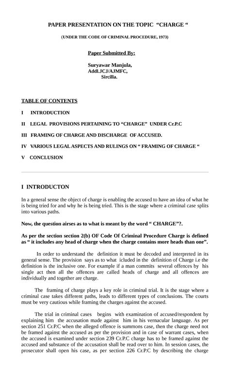 Manjula Addljcj Sircilla - PAPER PRESENTATION ON THE TOPIC “CHARGE ...