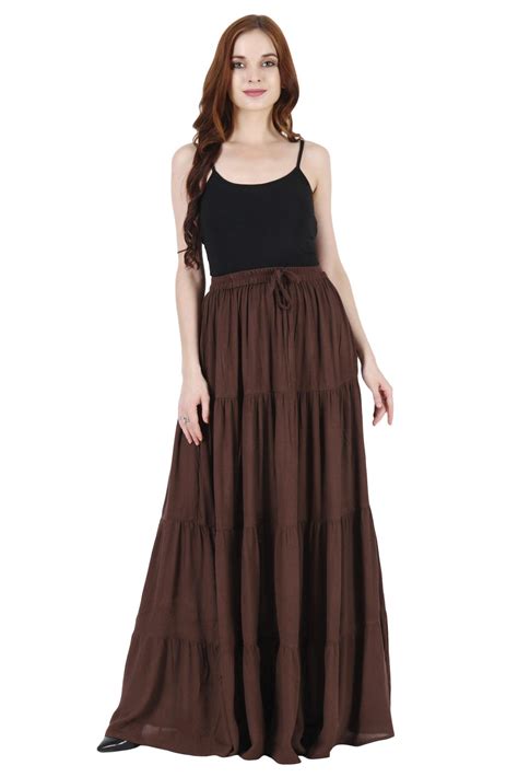 Flirty Flare Maxi Skirt in Solid Viscose Crepe for Casual Occasions ...