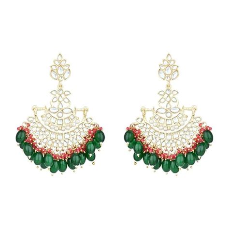 Etnico Gold Plated Traditional Kundan Pearl Chandbali Earrings For Wom ...