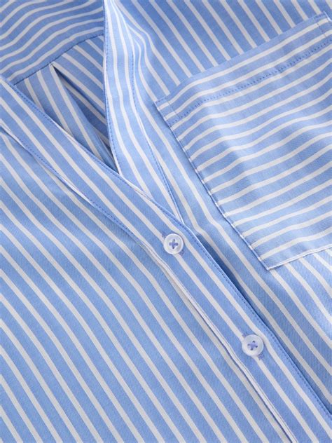 Buy Blue Stripe Soft Relaxed Long Sleeve V Neck Shirt from Next India