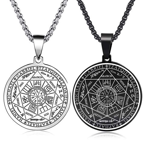 Buy FLYUNSt Michael Necklace For Men, Seal of The 7 Archangels Pendant ...