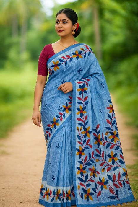 Digital Print Handloom Saree – Woven by Hand, Worn with Pride (WestBengal)