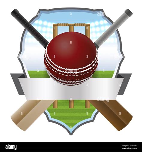 Cricket Bat and Ball Badge Illustration Stock Photo - Alamy
