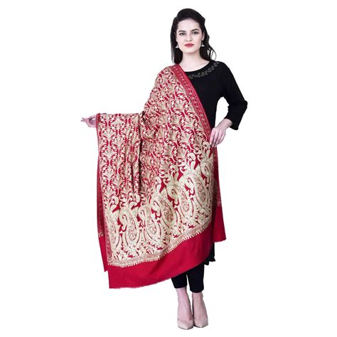 Buy SWI WITH LABEL Women's Kashmiri Aari Embroidered Wool Shawl (9K32 ...