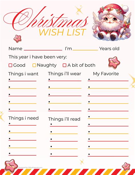 Free Printable Christmas Wish List Templates