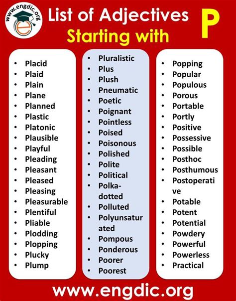 All Adjectives that Start with P (Sorted List) - EngDic