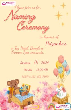 samples of naming ceremony invitation cards | Naming ceremony ...