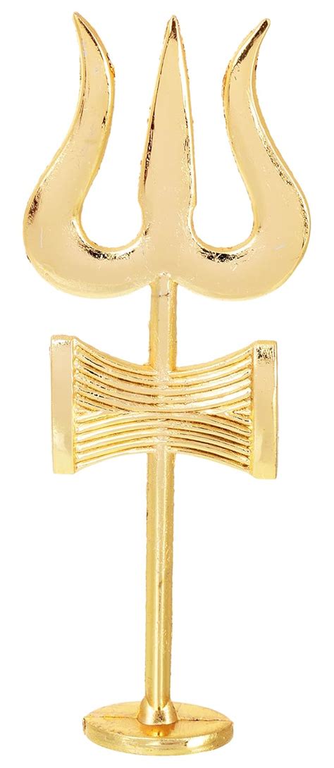 Buy KESAR ZEMS Brass Trishakti Trishul with Damru - Spiritual Idol ...