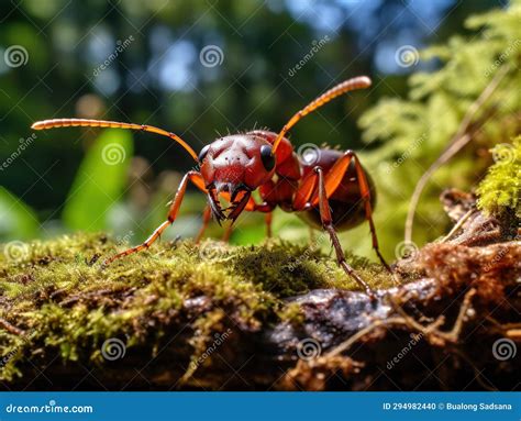 Big Red Ant Intimidating the Small Stock Illustration - Illustration of ...