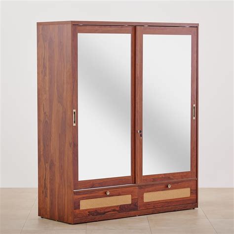 Buy Elsa Sliding 2-Door Wardrobe with Mirror and Drawer - Brown from ...