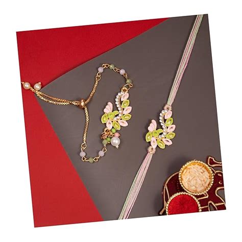 Buy FINEMOE Rakhi Set for Brother, Designer Thread Rakhi with Beads and ...