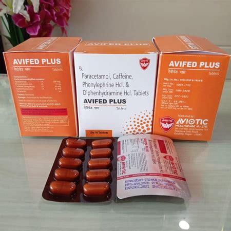 Avifed Plus - Paracetamol, Phenylphrine HCL, Caffeine & Diphenhydramine ...
