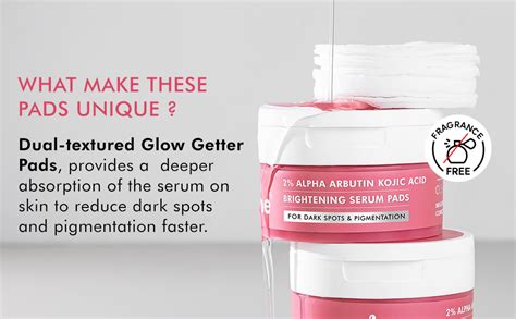 mCaffeine CLEAR GLOW 2% Alpha Arbutin Kojic Acid Brightening Serum Pads ...
