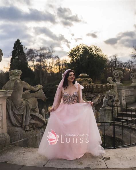Fairytale Blushing Pink Tulle Destination Bridal Dress - Lunss