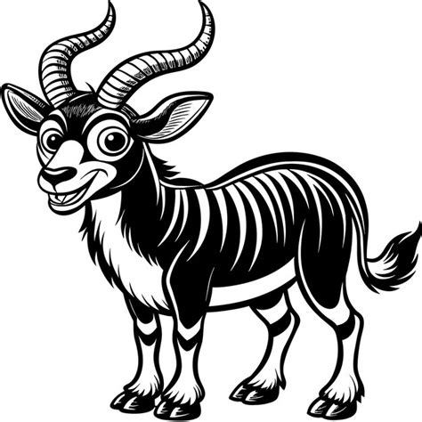 A black and white drawing of a goat with horns and horns | Premium AI ...