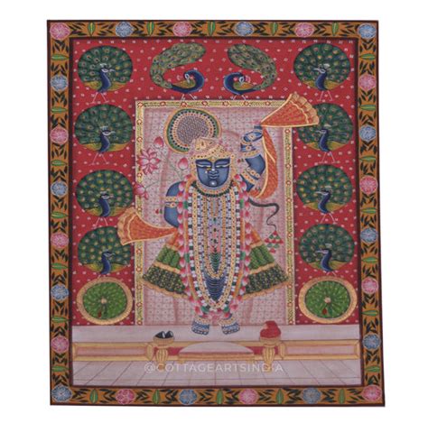 Shrinathji Pichwai Painting with Peacock Motif – CottageArts India