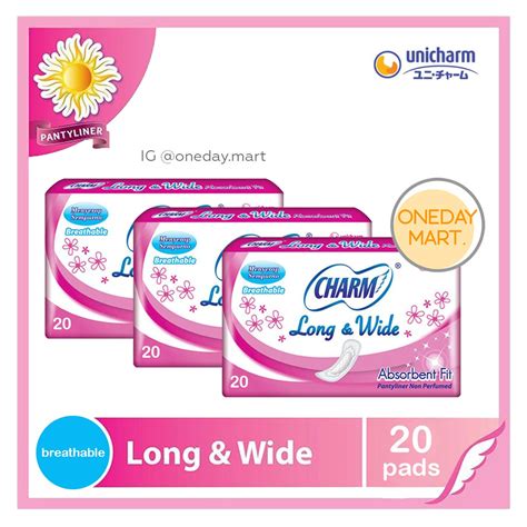 Jual CHARM PANTYLINER LONG & WIDE NON PERFUMED 20 PADS PAKET 3 PACK ...