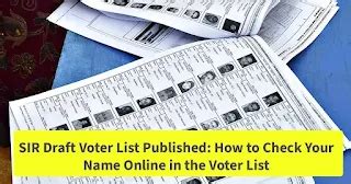 SIR Draft Voter List Published: How to Check Your Name Online in the ...
