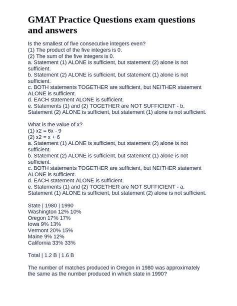 GMAT Practice Questions: Exam Preparation | Exercises Nursing | Docsity