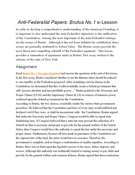 Brutus 1-Explained 01 - Annotations - Anti-Federalist Papers: Brutus No ...