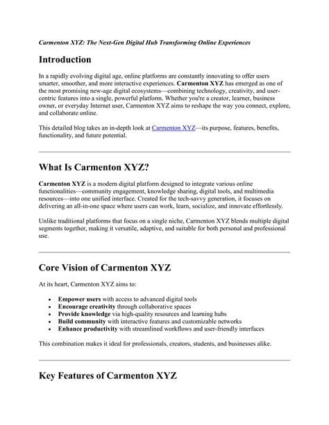 Carmenton XYZ: The Next-Gen Digital Hub Transforming Online Experiences | PDF