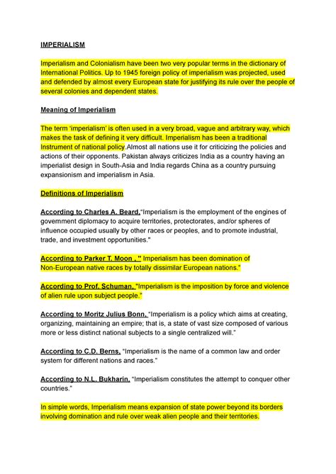 Pol sc 3 - Notes - IMPERIALISM Imperialism and Colonialism have been ...