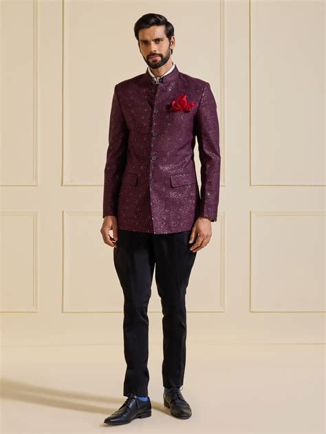 REGAL MAROON VELVET BANDHGALA