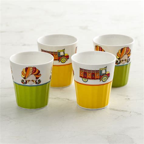Buy Fiesta Carson Printed Cutting Chai Cup Set - Set of 4 - 160 ml from ...