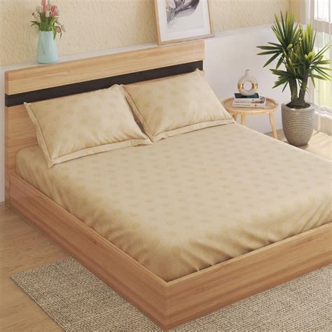 Buy Rhapsody Cotton 144TC Geometric Print 3Pcs Super King Bedsheet Set ...