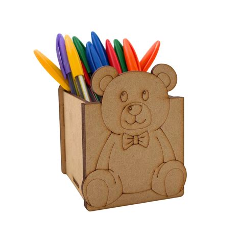 Teddy Bear Pen Stand MDF Design 1 – Woodle India