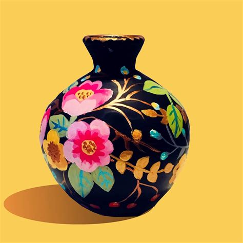 Buy Ankansala Hand Painted Flower in The Garden Teracotta Vase | Flower ...
