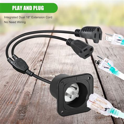 Buy WAWETA 15 Amp AC Port Plug 125V, RV Flanged Inlet with Integrated ...