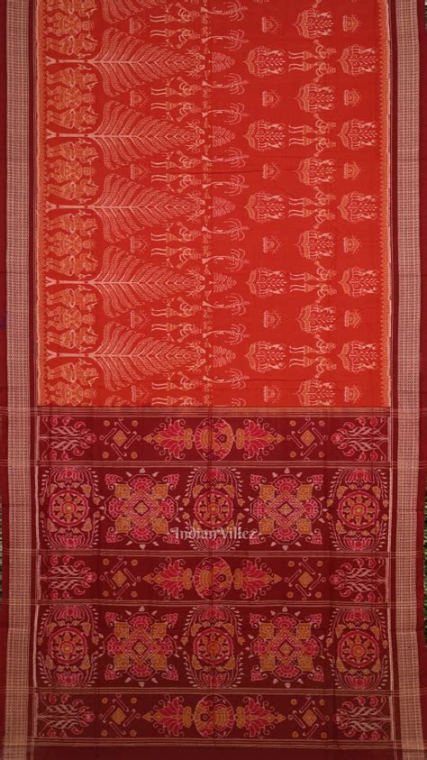 Red Maroon Tribal Theme Odisha Sambalpuri Pure Cotton Saree – IndianVillèz