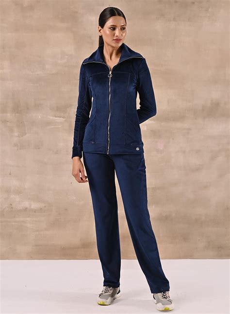Royal Blue Track Suit with Spread Collar-22WLVF0449-4A – Lakshita