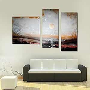 999Store Framed Multi Panels Handmade Sunset Acrylic Painting on Canvas ...