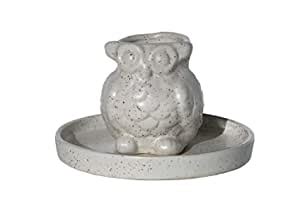 INTOSCAPE - Home Decor,White Owl Shaped Ceramic Planter Pot with Plate ...