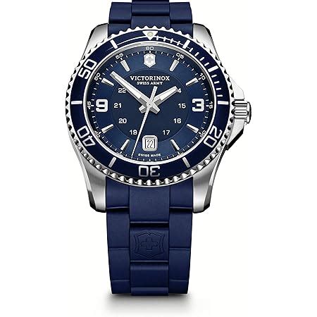 Victorinox Swiss Analog Watch for Men - Blue Dial with Rubber Strap ...