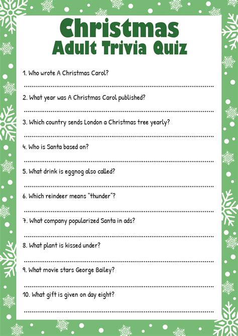Christmas Printable Trivia